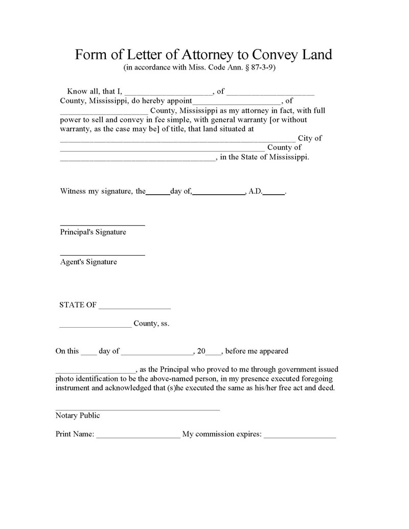 Word document for Mississippi power of attorney forms