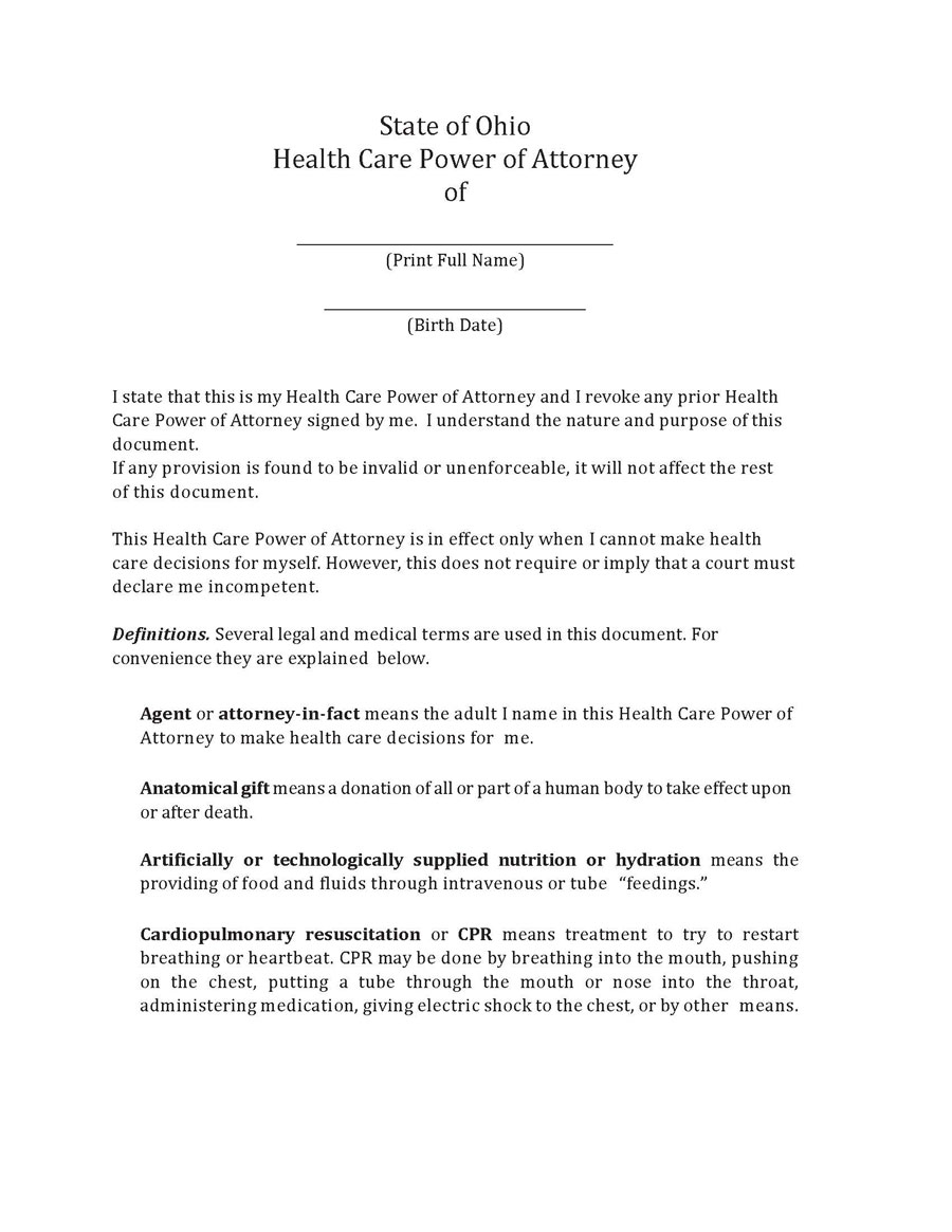 Medical power of attorney Example