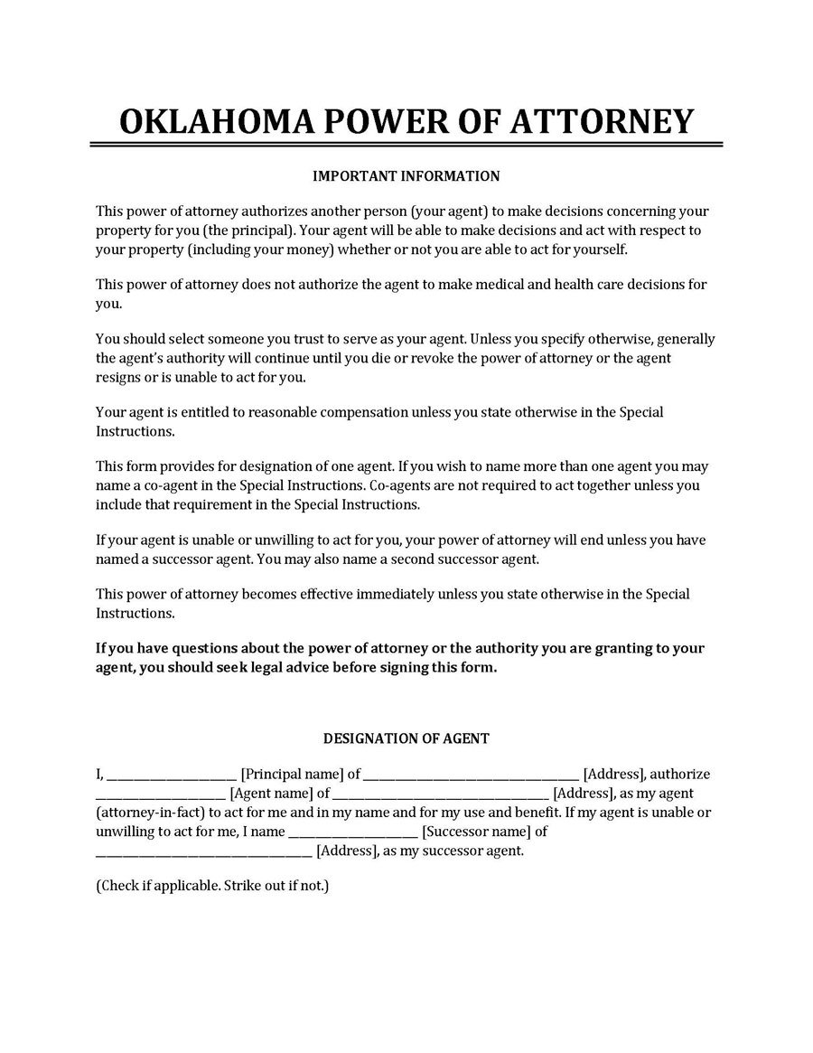  oklahoma power of attorney forms