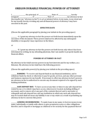Free Oregon Power of Attorney Forms (9 Types) - PDF | Word