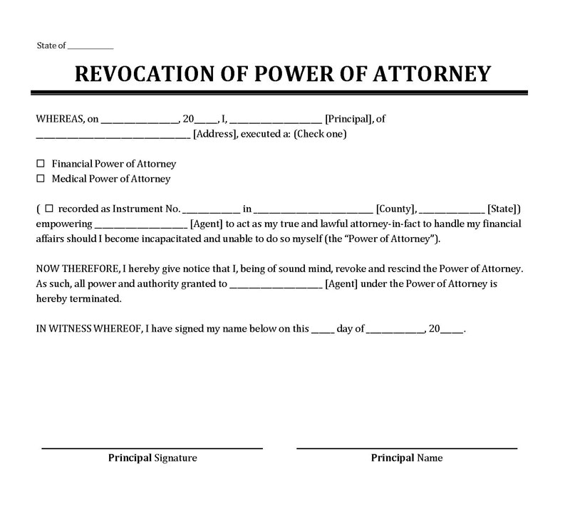 Sample Power of Attorney Revocation Form