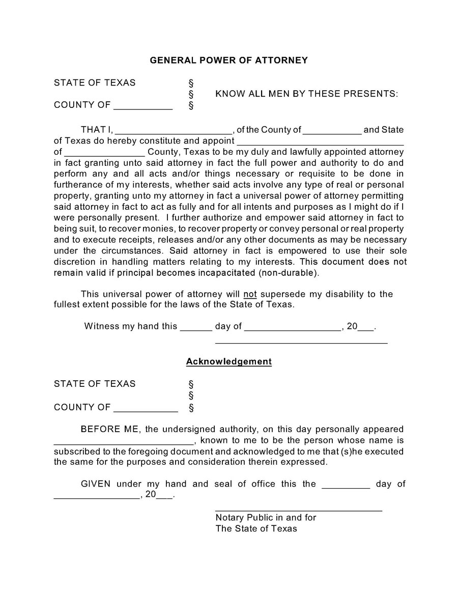 general power attorney form doc