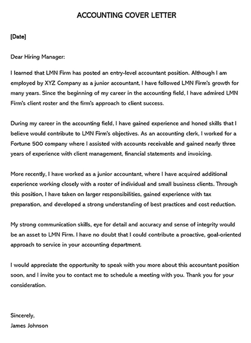 accounting cover letter with no experience