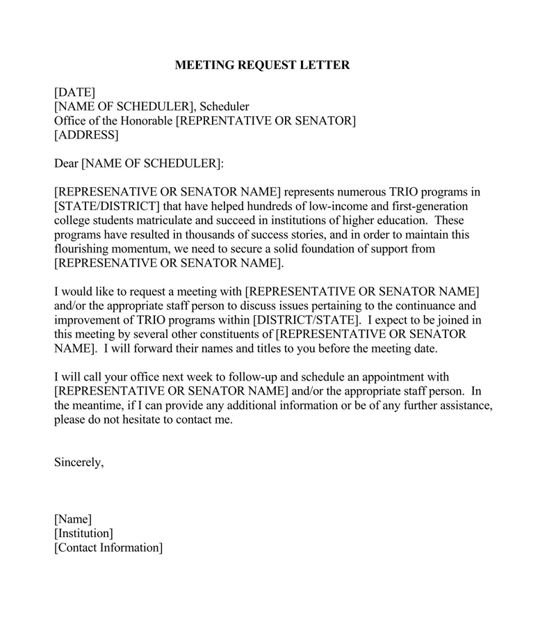 letter requesting a meeting with a government official