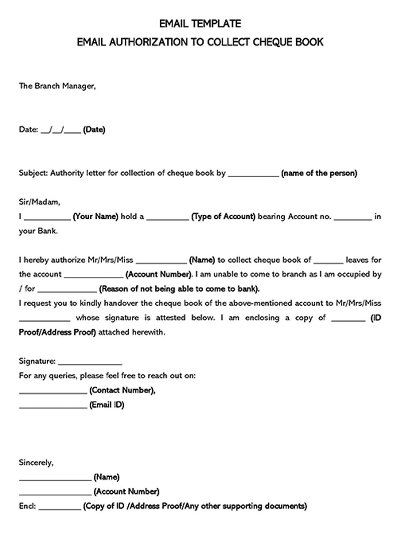 cheque book handover letter format in word