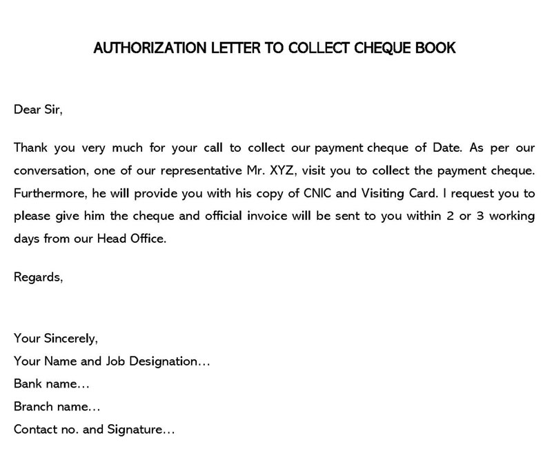 letter to collect cheque book doc 