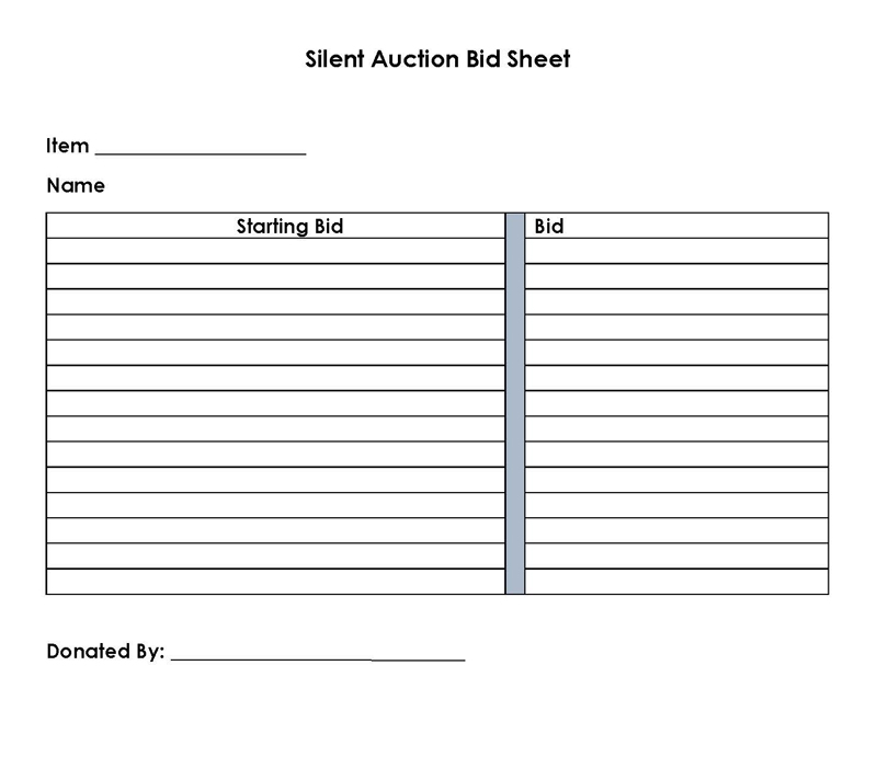how to make silent auction bid sheets