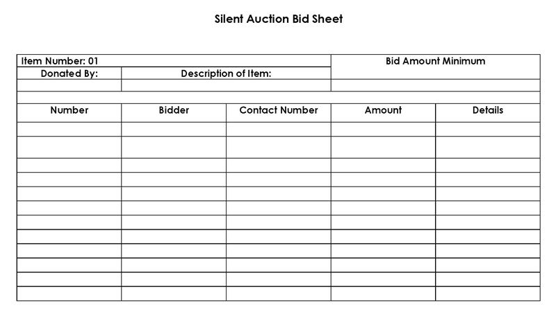 free online silent auction bid sheets
