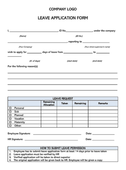 20+ Blank Leave Application Forms (Free Templates)