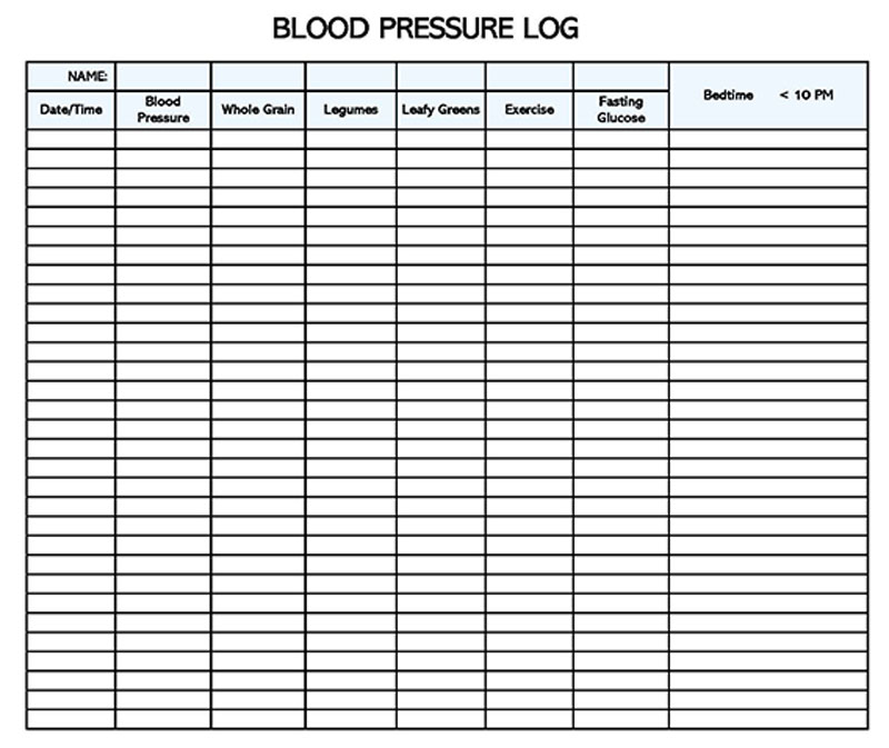 Free Blood Pressure Log Sheet 21 for Excel