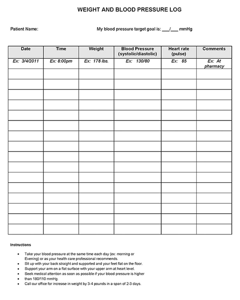blood pressure log sheet pdf