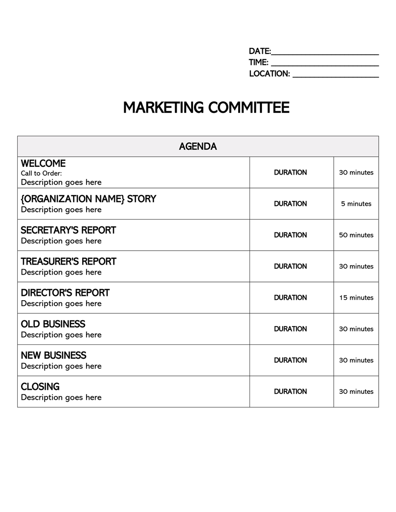 Board Meeting Agenda Template PDF