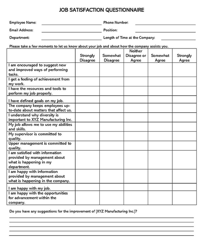 Job Satisfaction Questionnaire 