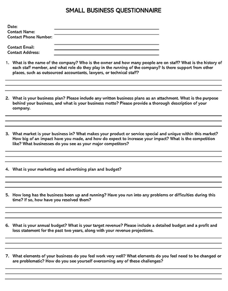 Small Business Questionnaire
