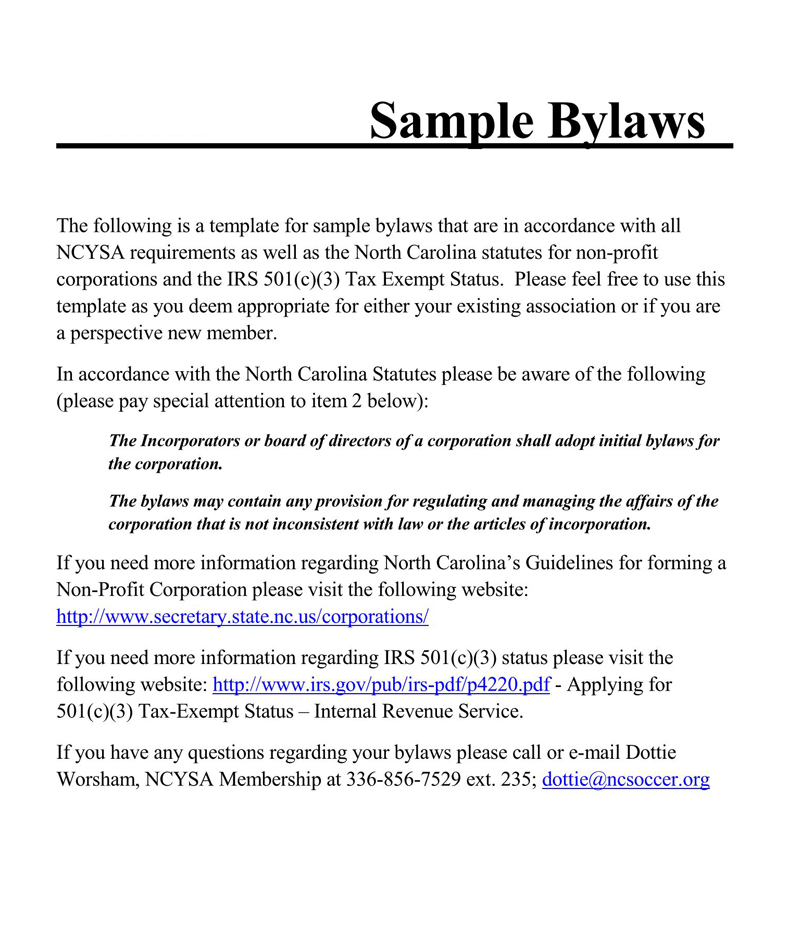 Printable Corporate Bylaws Template - Sample Document for Reference
