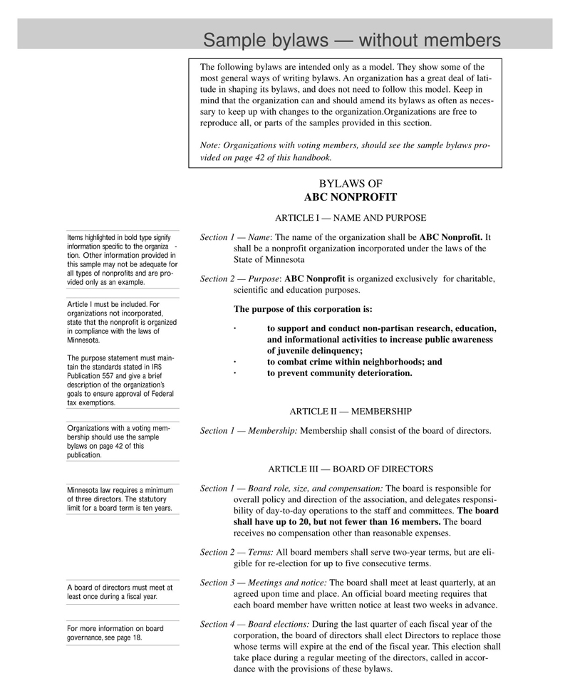 Download Free Corporate Bylaws Template in Word Format