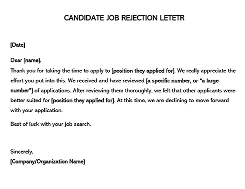 job rejection email response