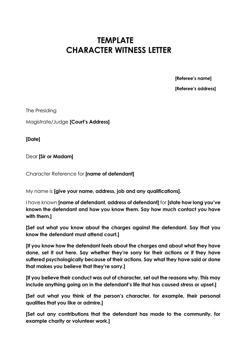  character witness letter for a friend