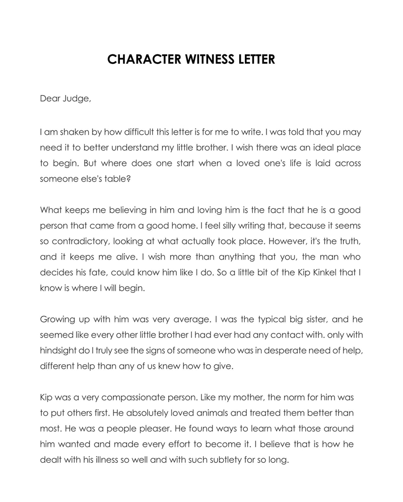 Great Downloadable Friend Character Witness Letter Sample 02 for Word File