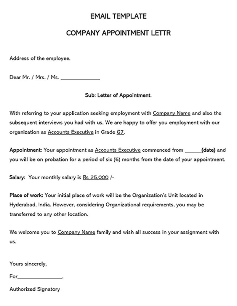 Company appointment letter template in Word format 05