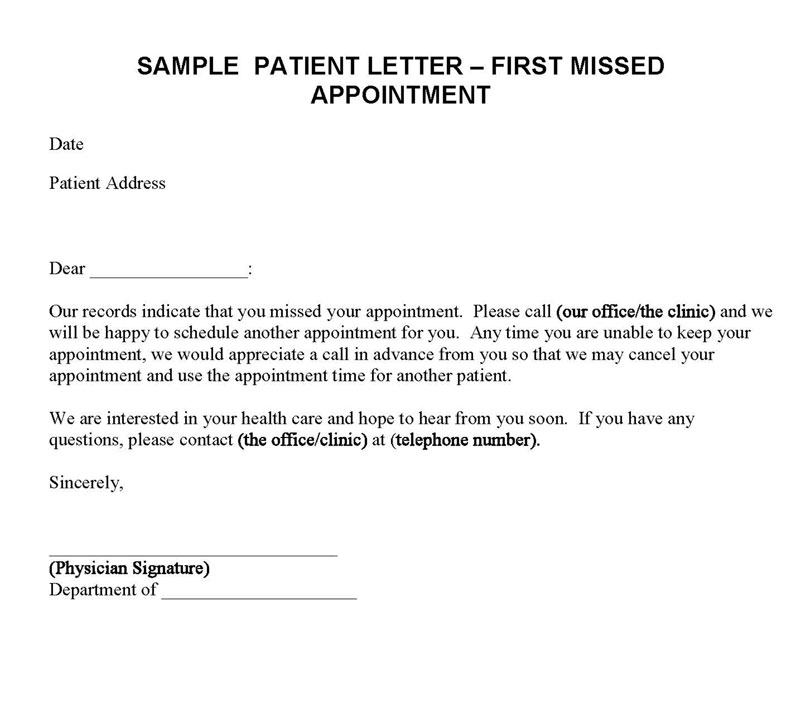 Fillable doctor appointment letter format