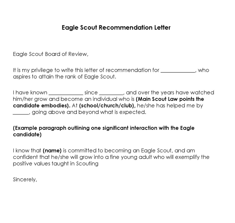 Eagle Scout Recommendation Letter PDF Download