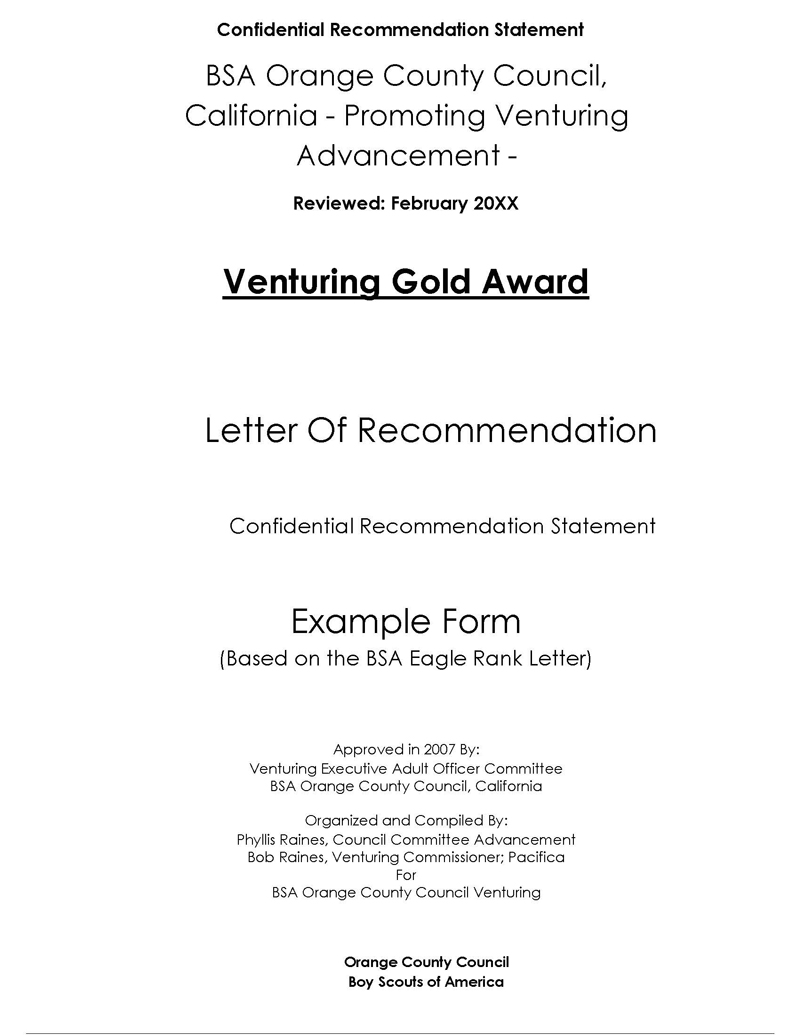 Eagle Scout Recommendation Letter Template PDF