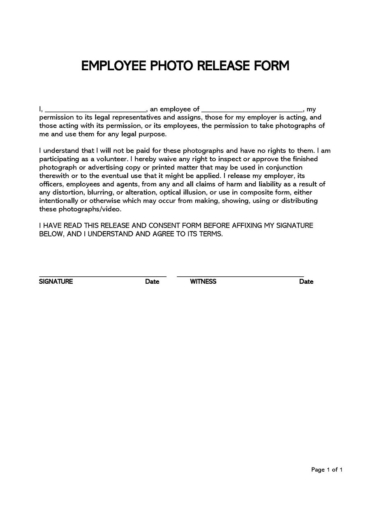 Free Photo Release Forms (Adults &amp; Minors) - Word | PDF