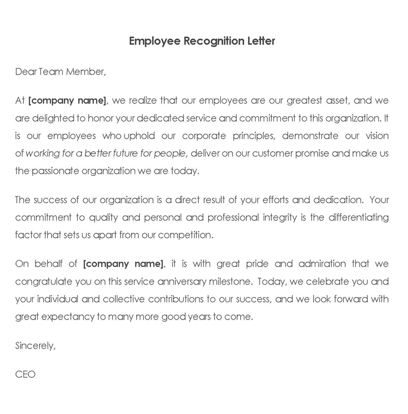 above and beyond employee recognition letter