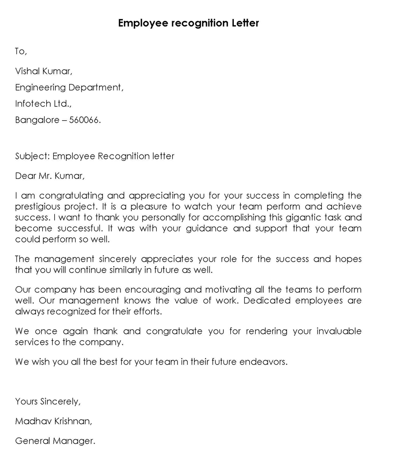 above and beyond employee recognition letter