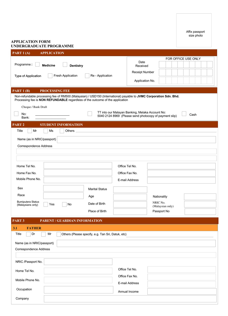Free college admission form template example 07