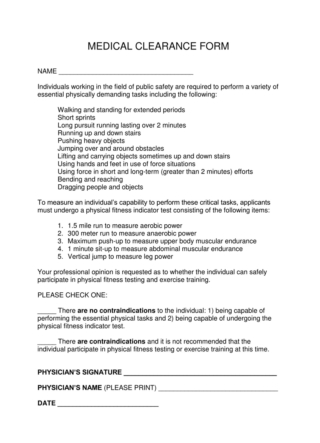 Sample Medical Clearance Forms (Dental, Surgery, Work, etc.)