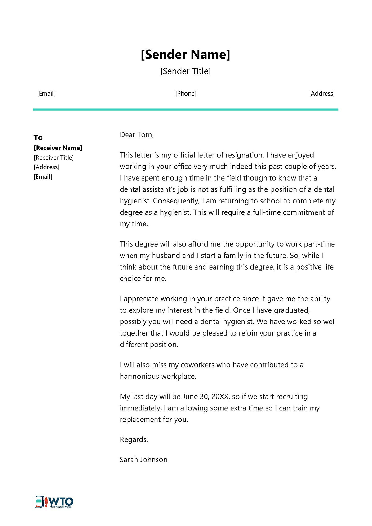 Resignation Letter for Going Back Form - Comprehensive Sample
