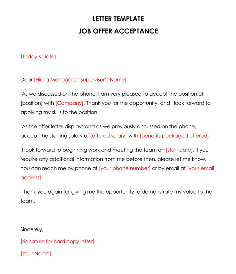 job acceptance letter from employer to employee