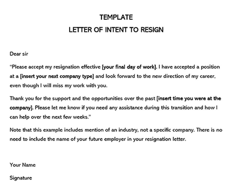 Great Editable New Career Reasons Intent to Resign Letter Template as Word File