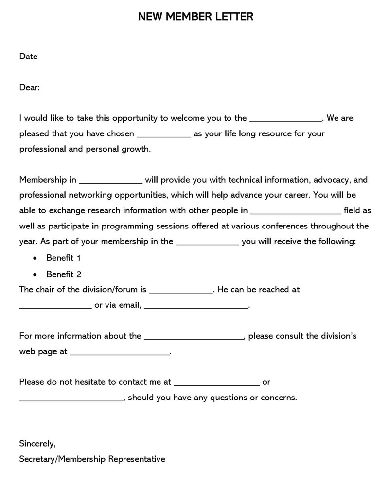  membership letter format
