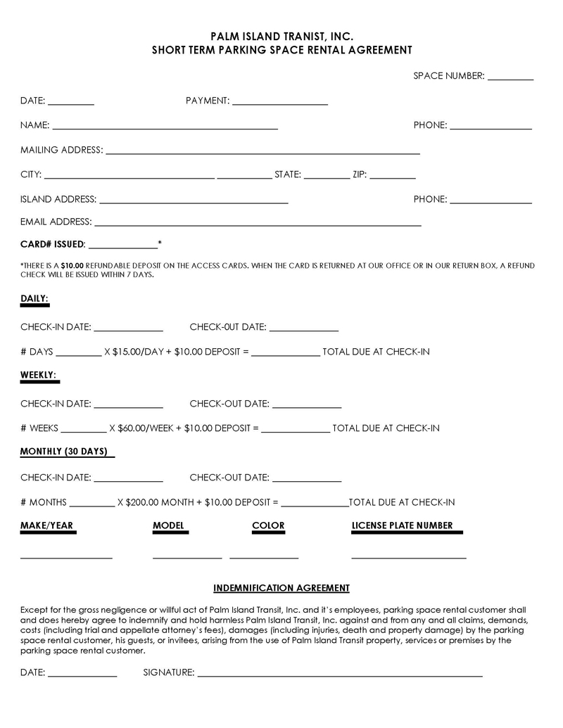 Free Sample One Page Rental Agreement Template