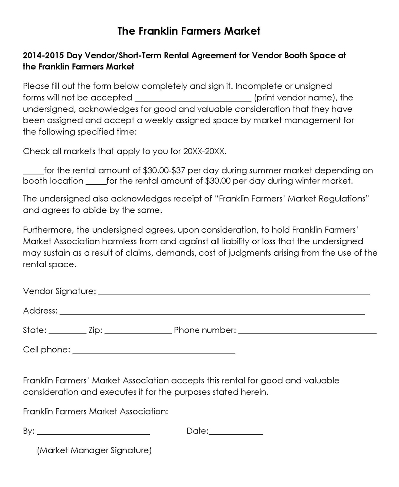 Great Downloadable Short Term Rental Agreement Template 06 as Word Document