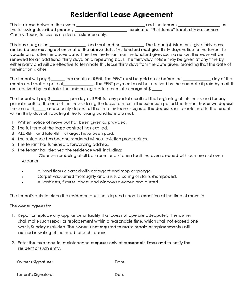 Free Editable One Page Rental Agreement Template