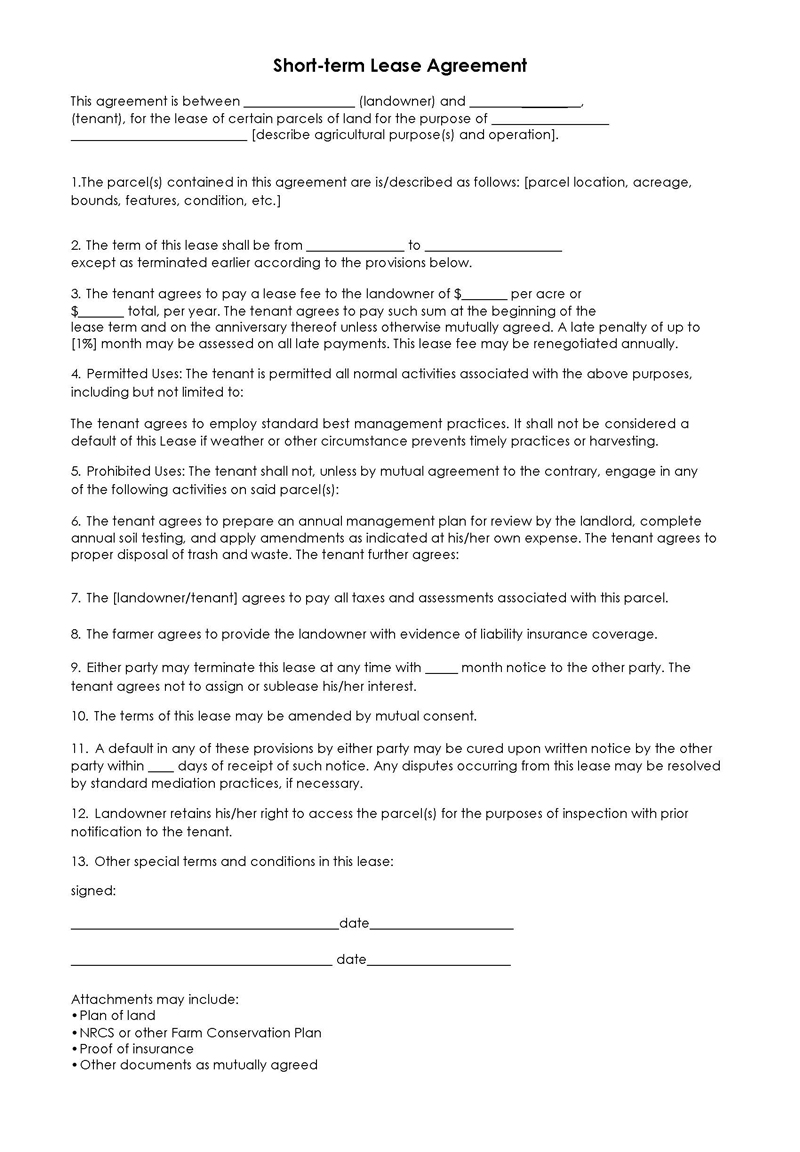 Free PDF One Page Rental Agreement Template
