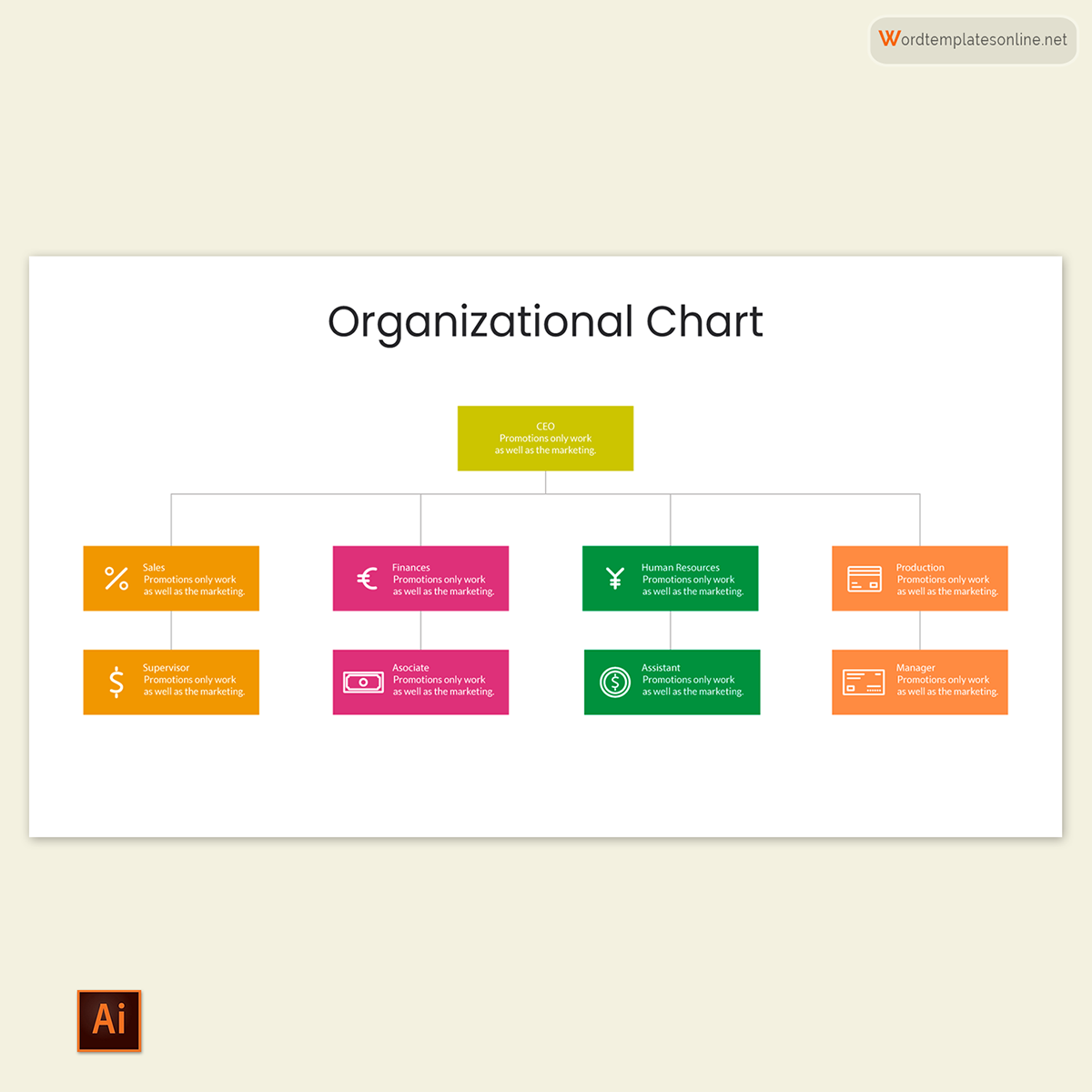Free Organizational Chart Template 01 for Illustrator