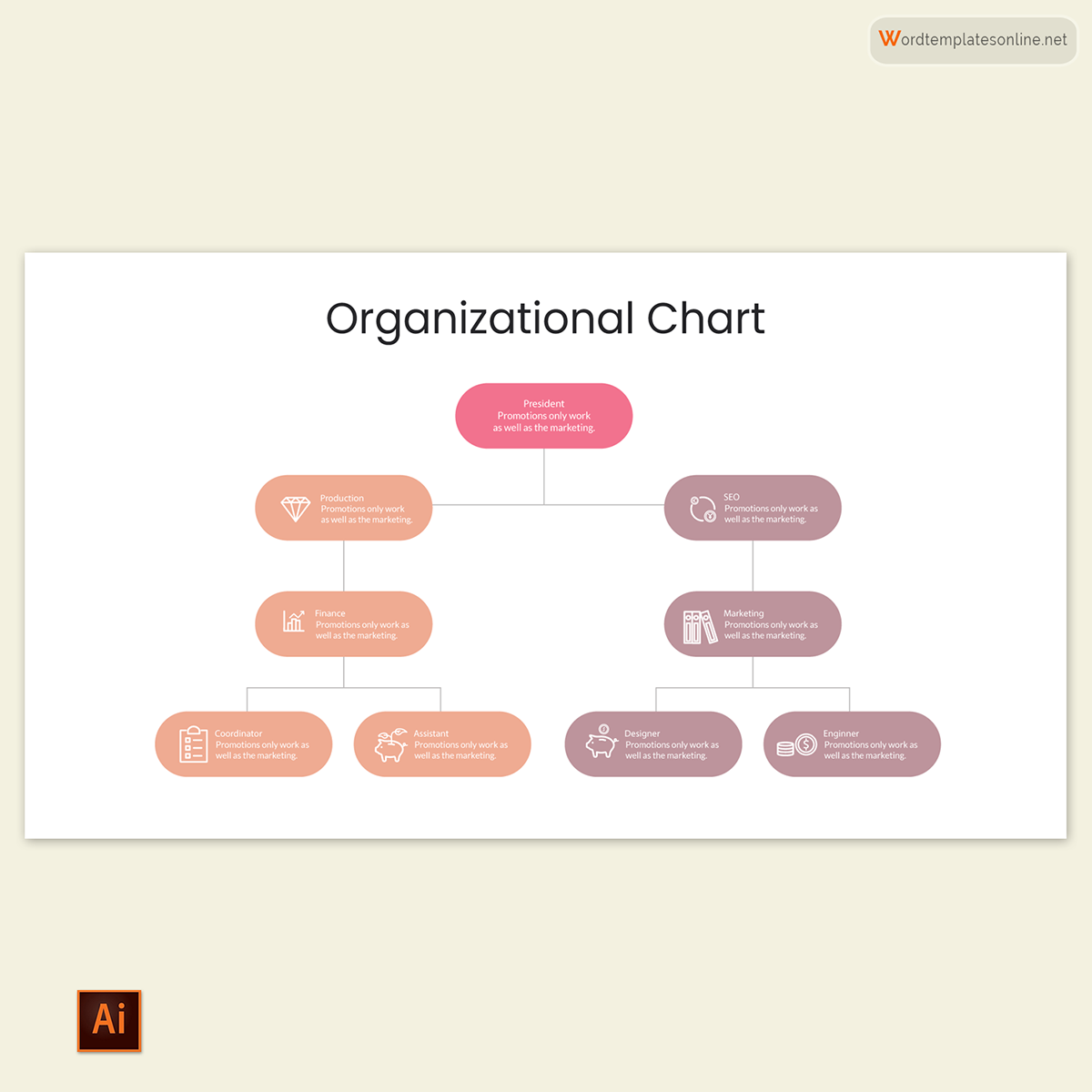 Free Organizational Chart Template 04 for Illustrator