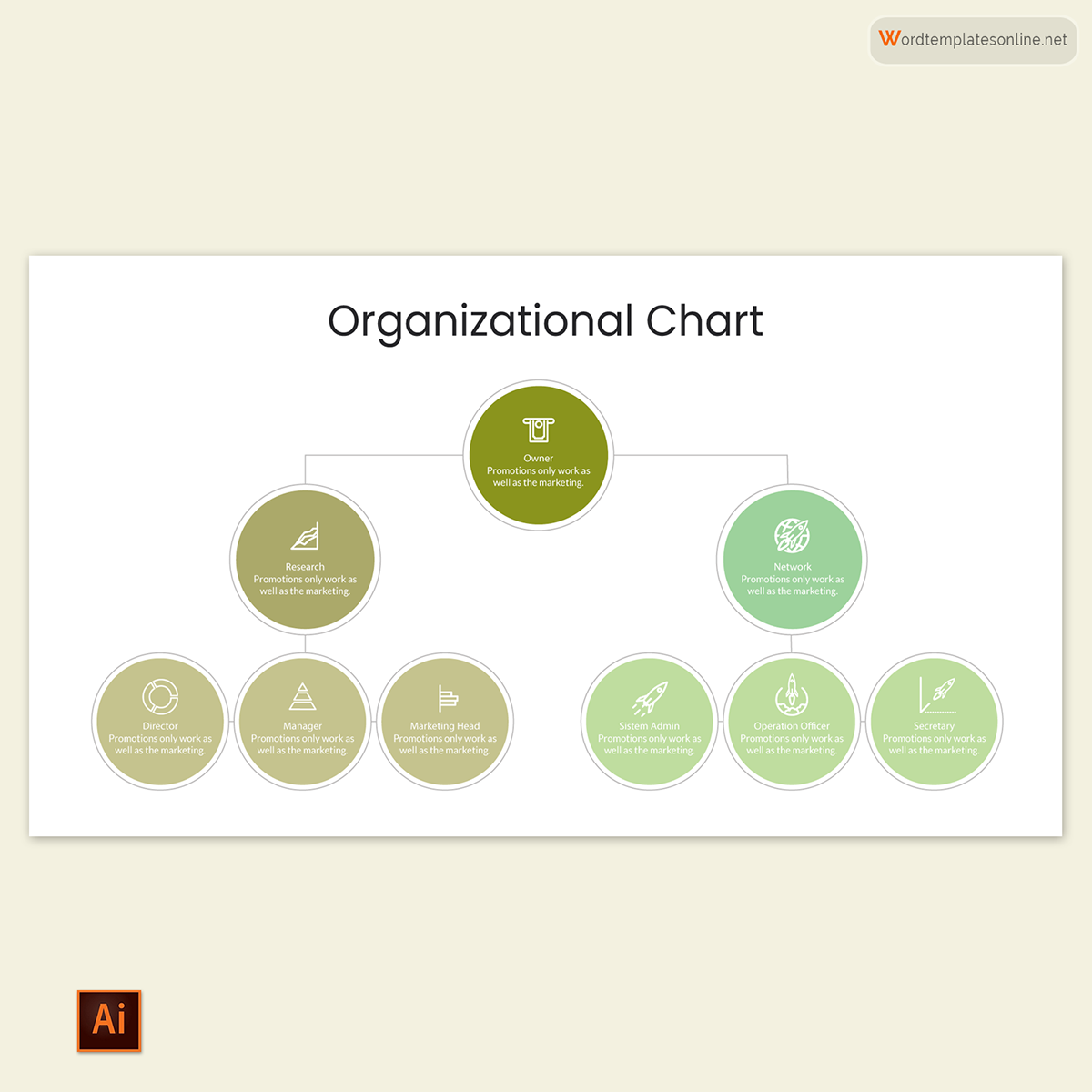 Editable Organizational Chart Template 05 for Illustrator