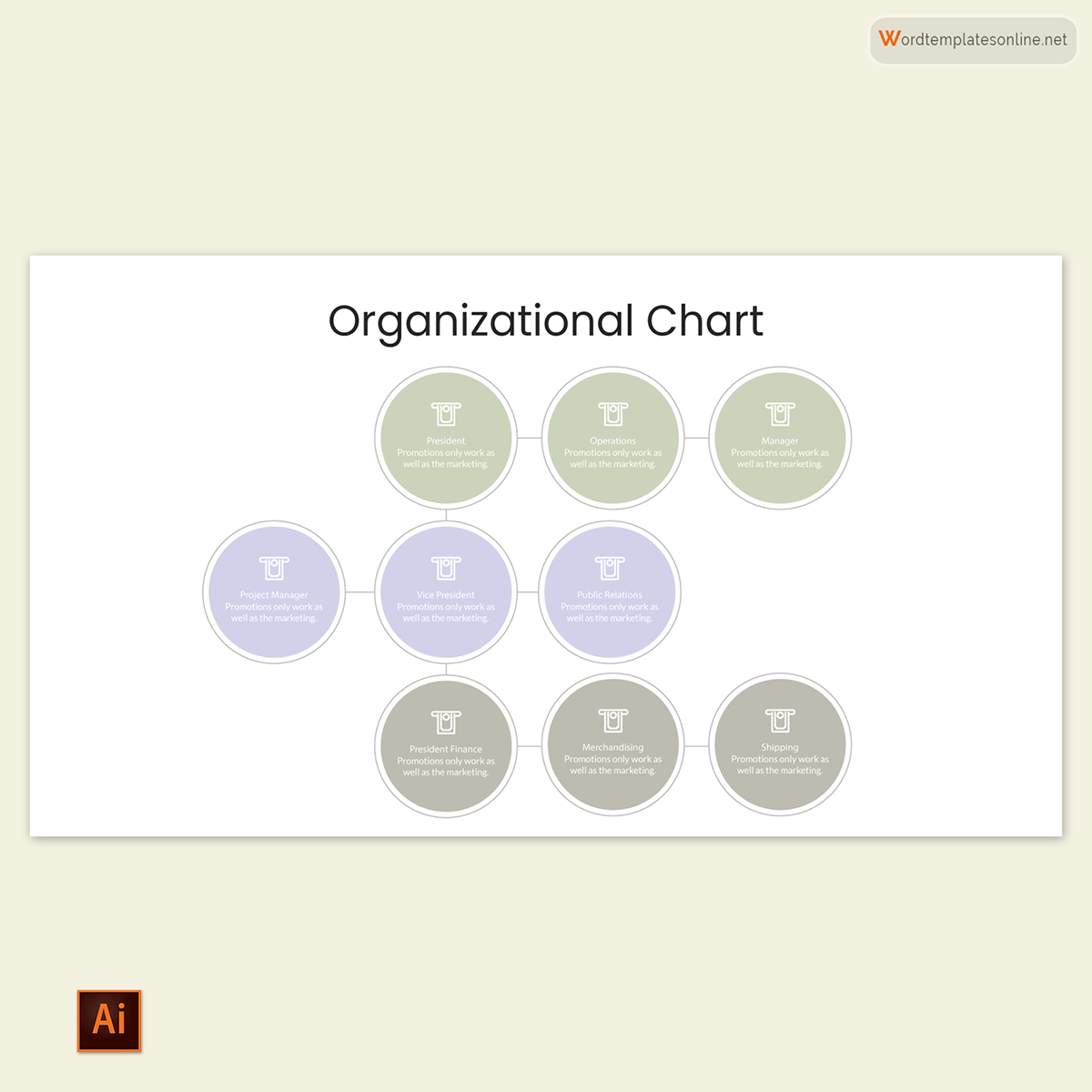 Printable Organizational Chart Template 06 for Word