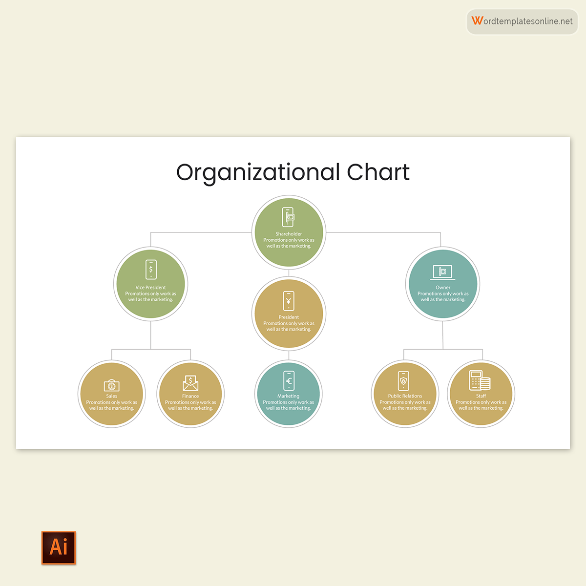 Free Organizational Chart Template 07 for Illustrator