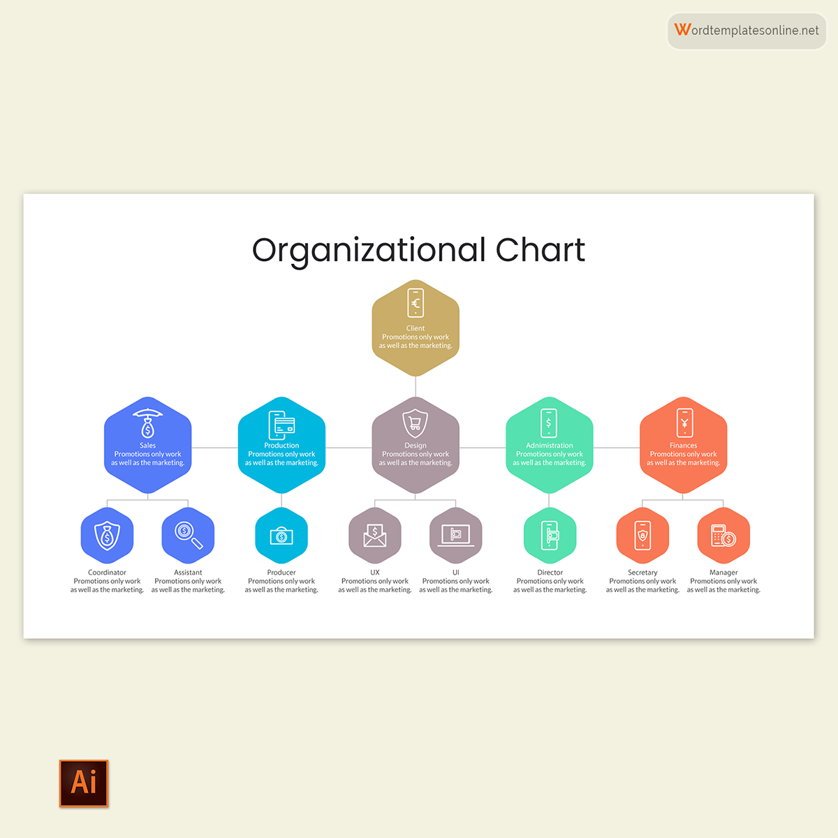 Free Organizational Chart Template 11 for Illustrator