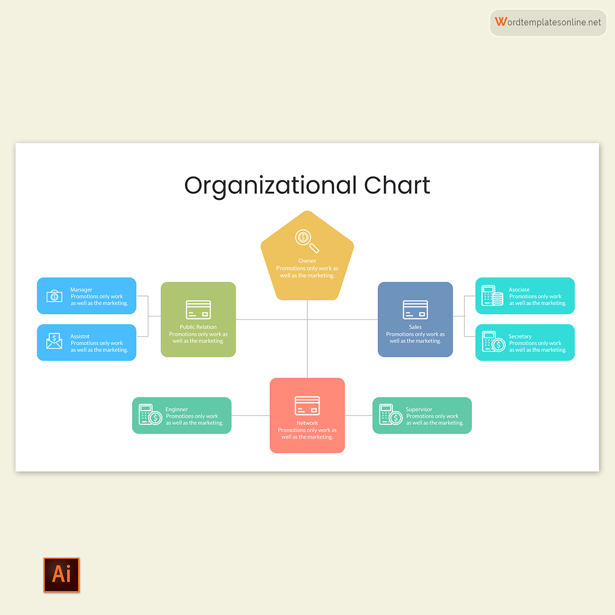 Free Organizational Chart Template 24 for Illustrator