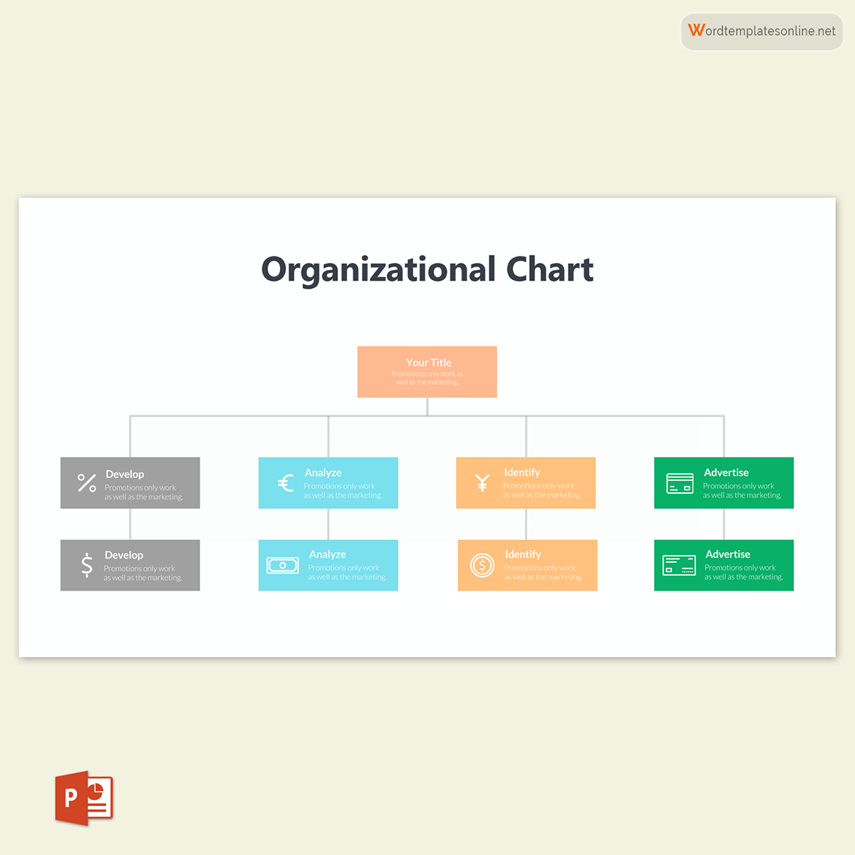 Free Organizational Chart Template 25 for PowerPoint