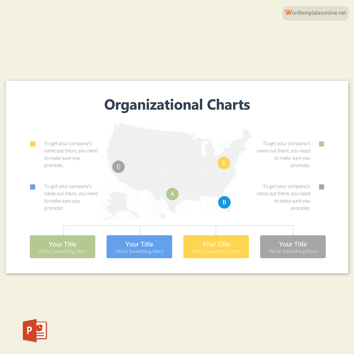 Printable Organizational Chart Template 32 for PowerPoint
