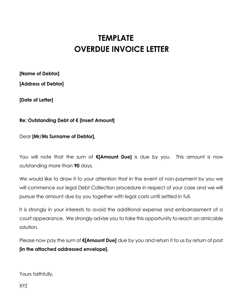 letter for outstanding payment settlement